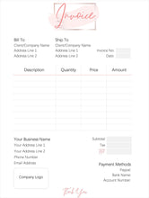 Load image into Gallery viewer, INVOICE TEMPLATE Order Form, EDITABLE Custom Receipt Template, Printable Customer Sales Order Invoice, Receipt Invoice Business form planner | Style 10
