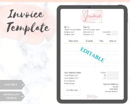 INVOICE TEMPLATE Order Form, EDITABLE Custom Receipt Template, Printable Customer Sales Order Invoice, Receipt Invoice Business form planner | Style 10