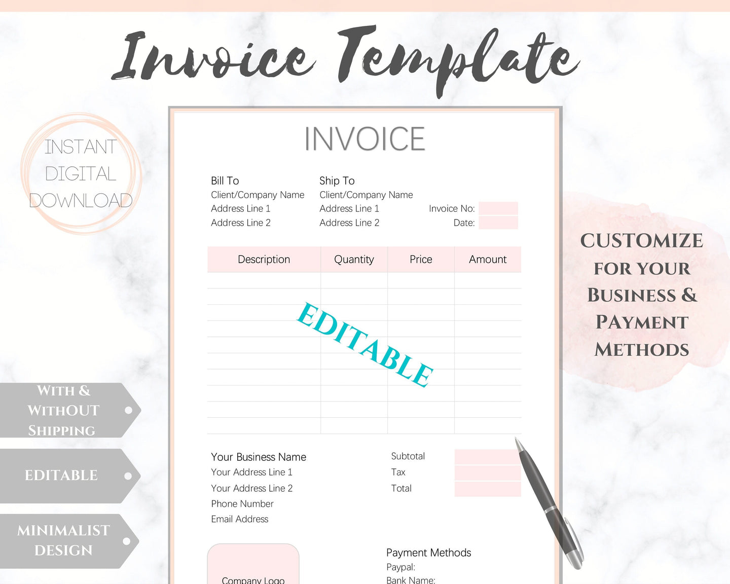 Customer Invoice Order Form Templates Editable Printable Templates