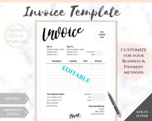 Load image into Gallery viewer, INVOICE TEMPLATE Order Form, EDITABLE Custom Receipt Template, Printable Customer Sales Order Invoice, Receipt Invoice Business form planner | Style 15
