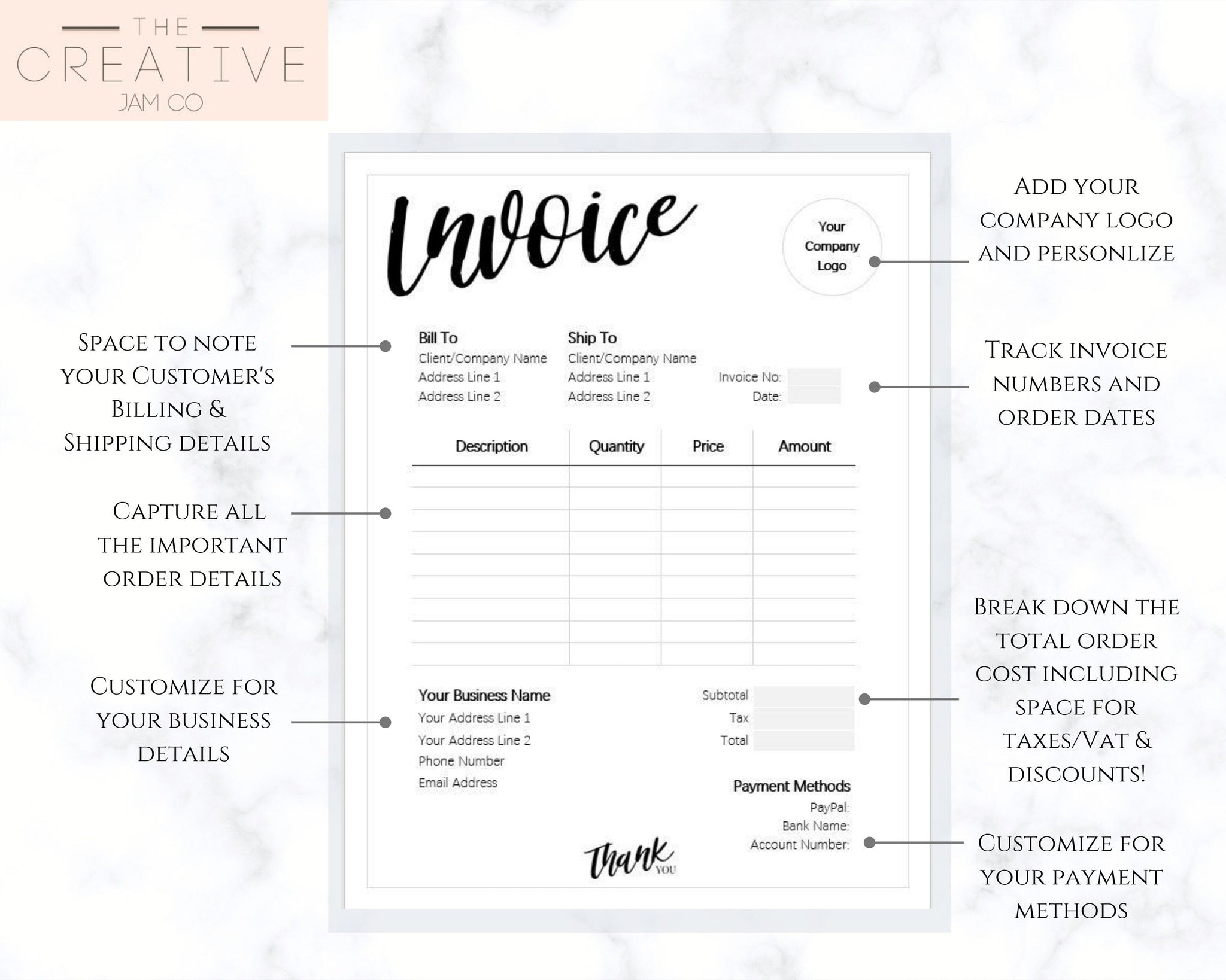 Customer Invoice Order Form Templates | Editable Printable Templates