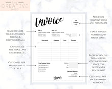 Load image into Gallery viewer, INVOICE TEMPLATE Order Form, EDITABLE Custom Receipt Template, Printable Customer Sales Order Invoice, Receipt Invoice Business form planner | Style 15
