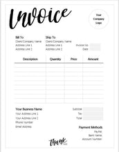 Load image into Gallery viewer, INVOICE TEMPLATE Order Form, EDITABLE Custom Receipt Template, Printable Customer Sales Order Invoice, Receipt Invoice Business form planner | Style 15
