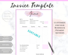 Load image into Gallery viewer, INVOICE TEMPLATE Order Form, EDITABLE Custom Receipt Template, Printable Customer Sales Order Invoice, Receipt Invoice Business form planner | Style 3
