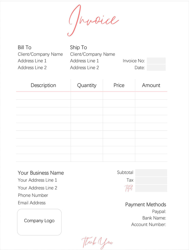 Customer Invoice Order Form Templates | Editable Printable Templates