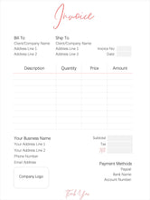 Load image into Gallery viewer, INVOICE TEMPLATE Order Form, EDITABLE Custom Receipt Template, Printable Customer Sales Order Invoice, Receipt Invoice Business form planner | Style 4
