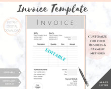 Load image into Gallery viewer, INVOICE TEMPLATE Order Form, EDITABLE Custom Receipt Template, Printable Customer Sales Order Invoice, Receipt Invoice Business form planner | Style 7
