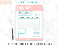 Load image into Gallery viewer, INVOICE TEMPLATE Order Form, EDITABLE Custom Receipt Template, Printable Customer Sales Order Invoice, Receipt Invoice Business form planner | Style 8
