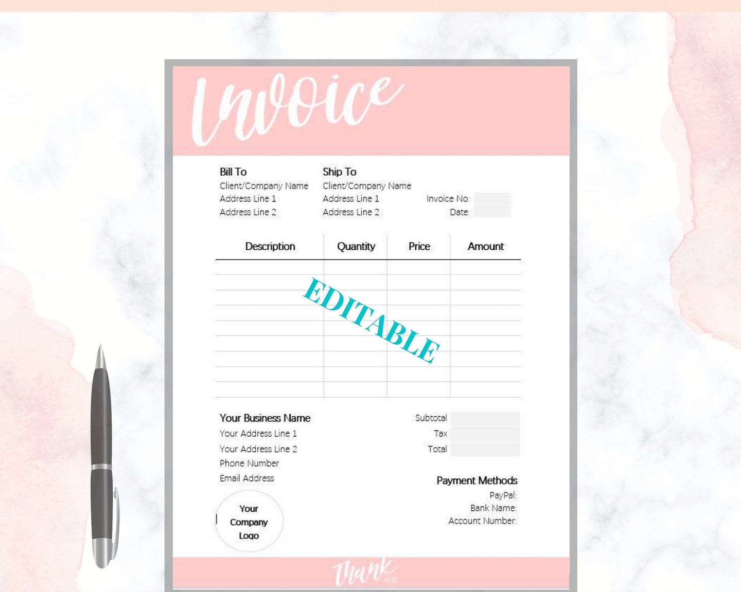 Customer Invoice Order Form Templates Editable Printable Templates