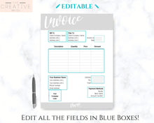 Load image into Gallery viewer, INVOICE TEMPLATE Order Form, EDITABLE Custom Receipt Template, Printable Customer Sales Order Invoice, Receipt Invoice Business form planner | Style 9
