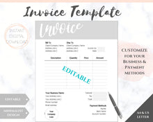 Load image into Gallery viewer, INVOICE TEMPLATE Order Form, EDITABLE Custom Receipt Template, Printable Customer Sales Order Invoice, Receipt Invoice Business form planner | Style 9
