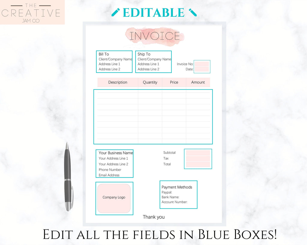 Editable Customer INVOICE Template & ORDER FORM Template | Bundle 2