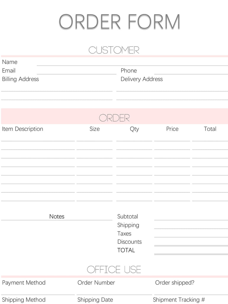 Editable Customer INVOICE Template & ORDER FORM Template | Bundle 4