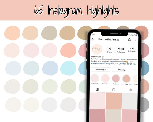 Instagram Highlight Icons. Solid Instagram Highlight Covers in 65 Pastel colors. Instagram Story, IG Feed, Stories, Social Media Icons Pack