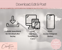 Load image into Gallery viewer, Instagram Stories Template, Rose Gold Instagram Frame, Canva Template, Blush Pink Notification Quotes, Engagement Booster Coaching
