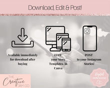 Load image into Gallery viewer, Instagram Stories Template, Rose Gold Instagram Frame, Canva Template, Blush Pink Notification Quotes, Engagement Booster Coaching
