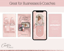 Load image into Gallery viewer, Instagram Stories Template, Rose Gold Instagram Frame, Canva Template, Blush Pink Notification Quotes, Engagement Booster Coaching
