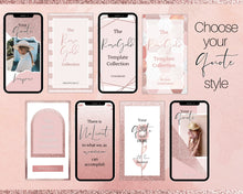 Load image into Gallery viewer, Instagram Stories Template, Rose Gold Instagram Frame, Canva Template, Blush Pink Notification Quotes, Engagement Booster Coaching
