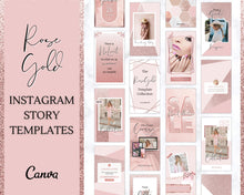 Load image into Gallery viewer, Instagram Stories Template, Rose Gold Instagram Frame, Canva Template, Blush Pink Notification Quotes, Engagement Booster Coaching
