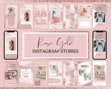 Load image into Gallery viewer, Instagram Stories Template, Rose Gold Instagram Frame, Canva Template, Blush Pink Notification Quotes, Engagement Booster Coaching
