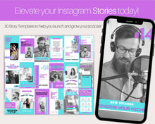 Load image into Gallery viewer, Instagram Story Templates. 30 Podcast Instagram Stories, Canva Template Pack. Podcast Template, Podcasters Podcasting, Social Media Post | Purple
