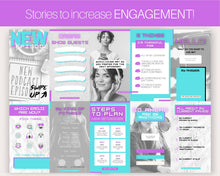 Load image into Gallery viewer, Instagram Story Templates. 30 Podcast Instagram Stories, Canva Template Pack. Podcast Template, Podcasters Podcasting, Social Media Post | Purple
