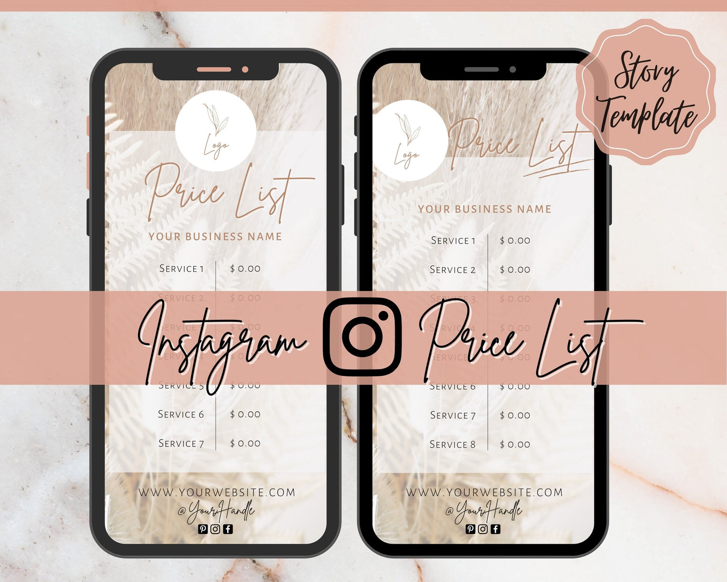 Instagram Template PRICE LIST Instagram Story! Canva Price List Template for feed, IG Stories, Highlights. Instagram Marketing, Social Media | Lifestyle Brown