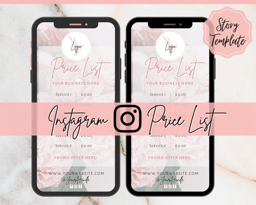 Instagram Template PRICE LIST Instagram Story! Canva Price List Template for feed, IG Stories, Highlights. Instagram Marketing, Social Media | Lifestyle Pink