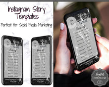 Load image into Gallery viewer, Instagram Template PRICE LIST Instagram Story! Price List Template for your feed, IG Stories, Highlights. Instagram Marketing, Social Media | Black Marble
