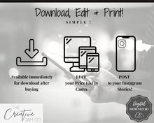 Load image into Gallery viewer, Instagram Template PRICE LIST Instagram Story! Price List Template for your feed, IG Stories, Highlights. Instagram Marketing, Social Media | Black Marble
