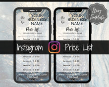 Load image into Gallery viewer, Instagram Template PRICE LIST Instagram Story! Price List Template for your feed, IG Stories, Highlights. Instagram Marketing, Social Media | Blue Marble
