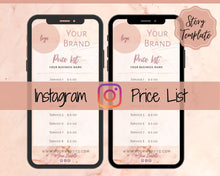 Load image into Gallery viewer, Instagram Template PRICE LIST Instagram Story! Price List Template for your feed, IG Stories, Highlights. Instagram Marketing, Social Media | Nude Marble
