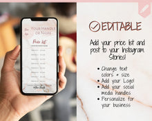 Load image into Gallery viewer, Instagram Template PRICE LIST Instagram Story! Price List Template for your feed, IG Stories, Highlights. Instagram Marketing, Social Media | Pink &amp; Grey Marble
