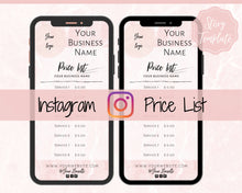 Load image into Gallery viewer, Instagram Template PRICE LIST Instagram Story! Price List Template for your feed, IG Stories, Highlights. Instagram Marketing, Social Media | Pink Marble
