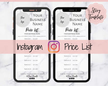 Load image into Gallery viewer, Instagram Template PRICE LIST Instagram Story! Price List Template for your feed, IG Stories, Highlights. Instagram Marketing, Social Media | White Marble

