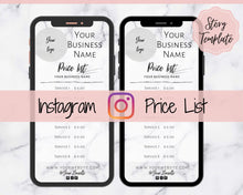 Load image into Gallery viewer, Instagram Template PRICE LIST Instagram Story! Price List Template for your feed, IG Stories, Highlights. Instagram Marketing, Social Media | White Marble
