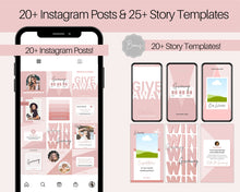 Load image into Gallery viewer, Instagram Theme - GIVEAWAY Post Templates! Social Media Engagement Booster, Small Business Feed, Instagram Frame, Canva, Coaching Marketing | Pink
