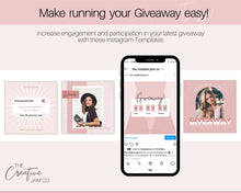 Load image into Gallery viewer, Instagram Theme - GIVEAWAY Post Templates! Social Media Engagement Booster, Small Business Feed, Instagram Frame, Canva, Coaching Marketing | Pink
