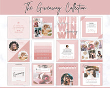 Load image into Gallery viewer, Instagram Theme - GIVEAWAY Post Templates! Social Media Engagement Booster, Small Business Feed, Instagram Frame, Canva, Coaching Marketing | Pink
