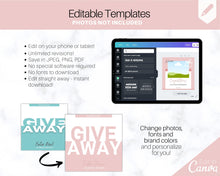 Load image into Gallery viewer, Instagram Theme - GIVEAWAY Post Templates! Social Media Engagement Booster, Small Business Feed, Instagram Frame, Canva, Coaching Marketing | Pink
