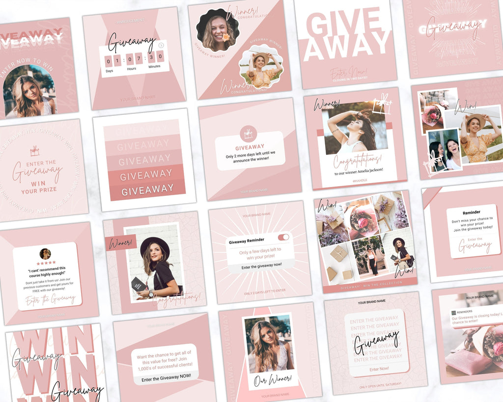 Free Pink Instagram Giveaway Template - Download in PNG, JPG