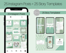 Load image into Gallery viewer, Instagram Theme - NOTIFICATION post Templates! Social Media Engagement Booster, Reminders Feed, Instagram Frame Quote, Canva Theme, Coaching | Green
