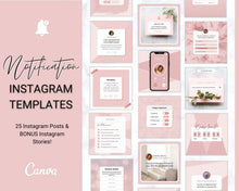 Load image into Gallery viewer, Instagram Theme - NOTIFICATION post Templates! Social Media Engagement Booster, Reminders Feed, Instagram Frame Quote, Canva Theme, Coaching | Pink
