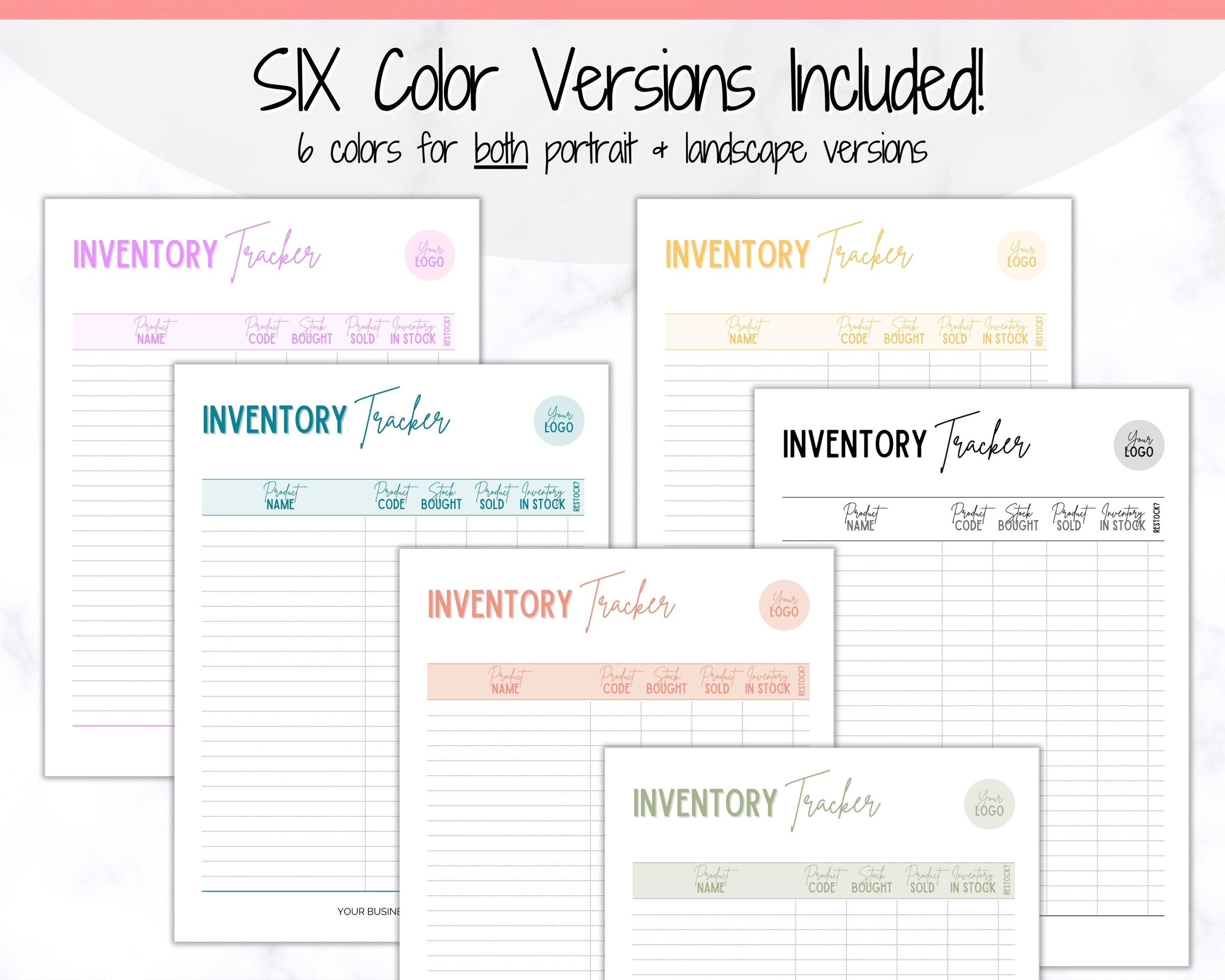 Inventory Sheets Printable Different Colors Spreadsheet Template Page