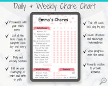 Load image into Gallery viewer, Kids Routine Chart. Editable Behaviour chart with Chore Chart for Kids included. Children&#39;s Reward Chart &amp; Checklist. Printable chart. Boys
