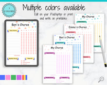 Load image into Gallery viewer, Kids Routine Chart. Editable Behaviour chart with Chore Chart for Kids included. Children&#39;s Reward Chart &amp; Checklist. Printable chart. Boys
