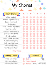 Load image into Gallery viewer, Kids Routine Chart. Editable Behaviour chart with Chore Chart for Kids included. Children&#39;s Reward Chart &amp; Checklist. Printable chart. Boys
