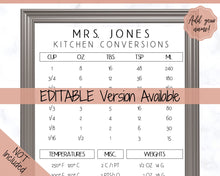 Load image into Gallery viewer, Kitchen Conversion Chart, Printable Kitchen Measurements Cheat Sheet! Cooking Substitutions, Temperature Food guide, Kitchen Décor, Weights | Minimalist
