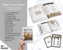 Load image into Gallery viewer, Lake House Welcome Book Template, Editable Canva Airbnb Welcome Guide, Air bnb House manual eBook, Host signs, Signage, VRBO Vacation Rental | Mono
