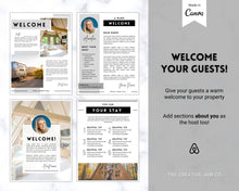 Load image into Gallery viewer, Lake House Welcome Book Template, Editable Canva Airbnb Welcome Guide, Air bnb House manual eBook, Host signs, Signage, VRBO Vacation Rental | Mono
